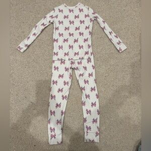 GAP Cream Pajama Set with Multicolor Bow Design